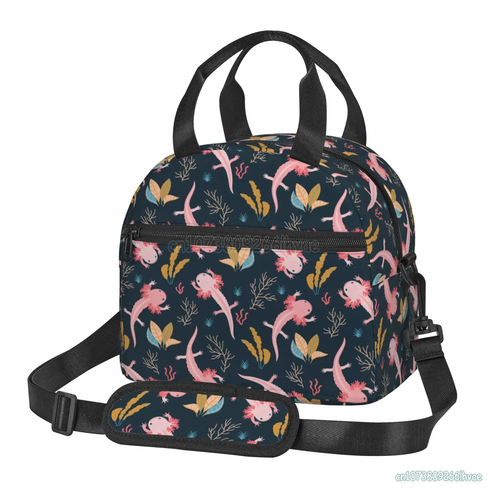 Axolotl Isolierte Lunchtasche, wiederverwendbar, Kühler, leichte Tragetasche für Männer und Frauen, Thermo-Lunchbox mit verstellbarem Schultergurt
