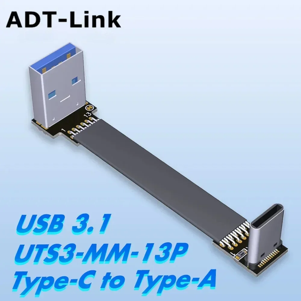 Built-in USB 3.1 Cable 10Gbps Flat Ribbon Gen2 USB-A Android Auto Cable 3A Type-C Charger Fast Charging Sync Data Transfer Cable