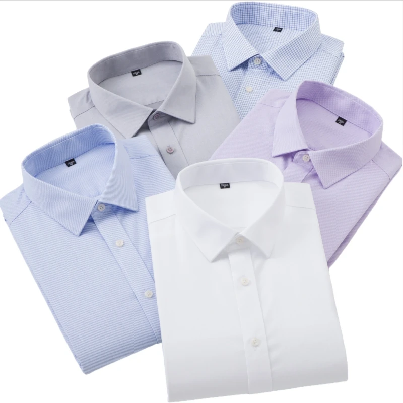 Premium 4XL DP Non-Iron 100 Cotton Long Sleeve Shirt for Men Business Formal DP Cotton Office Work White Shirt Men Long Sleeve