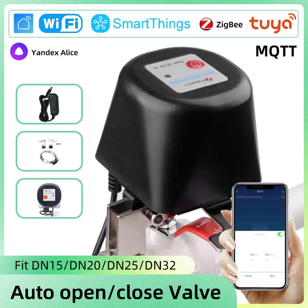 Trabalho automático com sensor de água alexa smartthings yandex tuya vida inteligente válvula de gás wifi controle app controlador de água zigbee