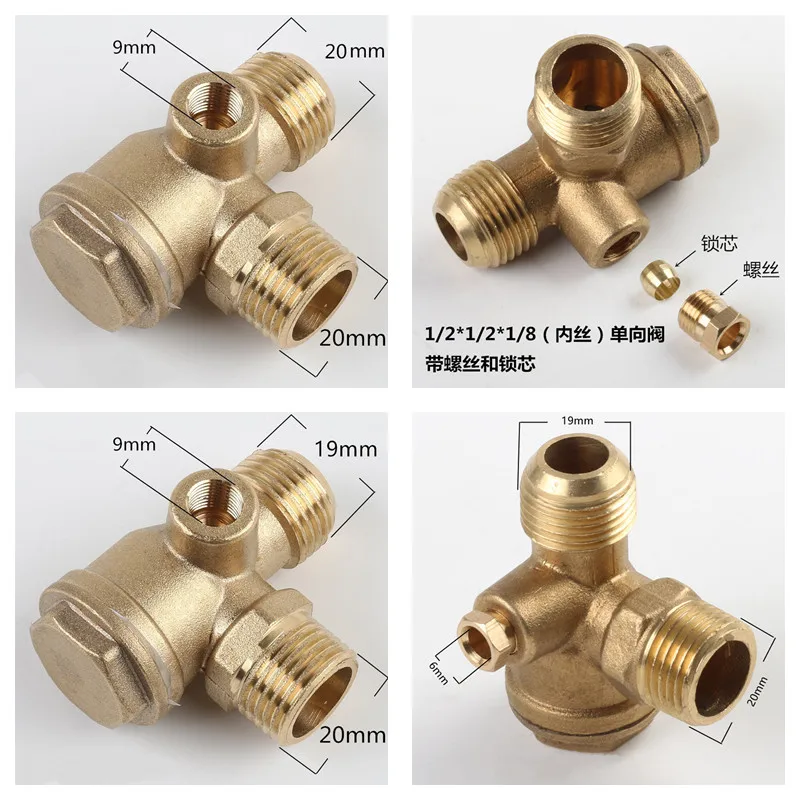 1 Piece Air Pump Oil-free Silent Air Compressor Machine Parts Pure Copper Check Valve Three-way Valves