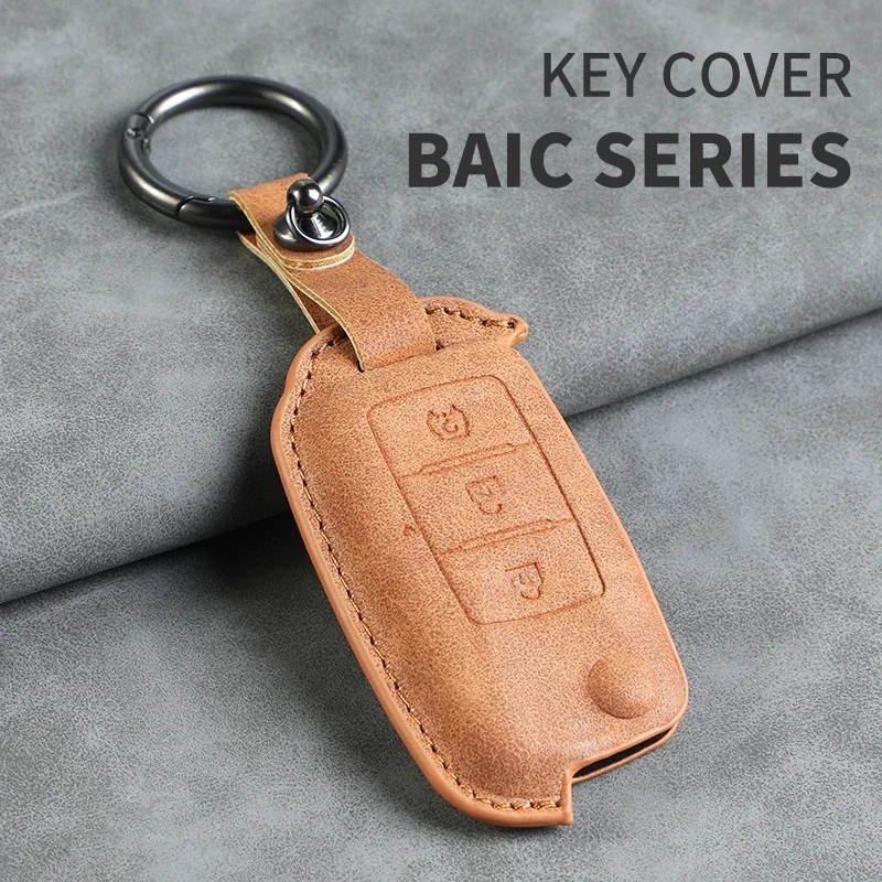 For BAIC WEVAN m35 M30  M20 HYOSOW S3 s3l20 M30S S6 S2 S5 Bispeed t5 Leather Key Cover Keychain Key Case Car Key rope Keyring