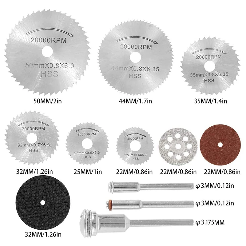 Conjunto de Rodas de Corte Rotativo, Kit de Ferramentas para Dremel Rotary, Resina, Metal, Madeira, Pedra, Acessórios