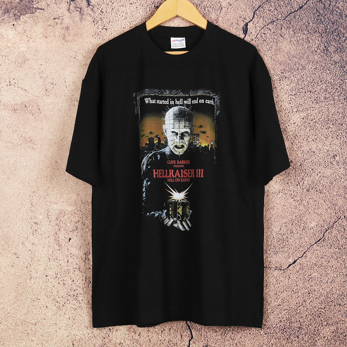 Hellraiser T-Shirt Hell on Earth Clive Barker Horror Movie Re-Animator Suspiria Men's Clothing Short Sleeve Cotton Tee Shirt
