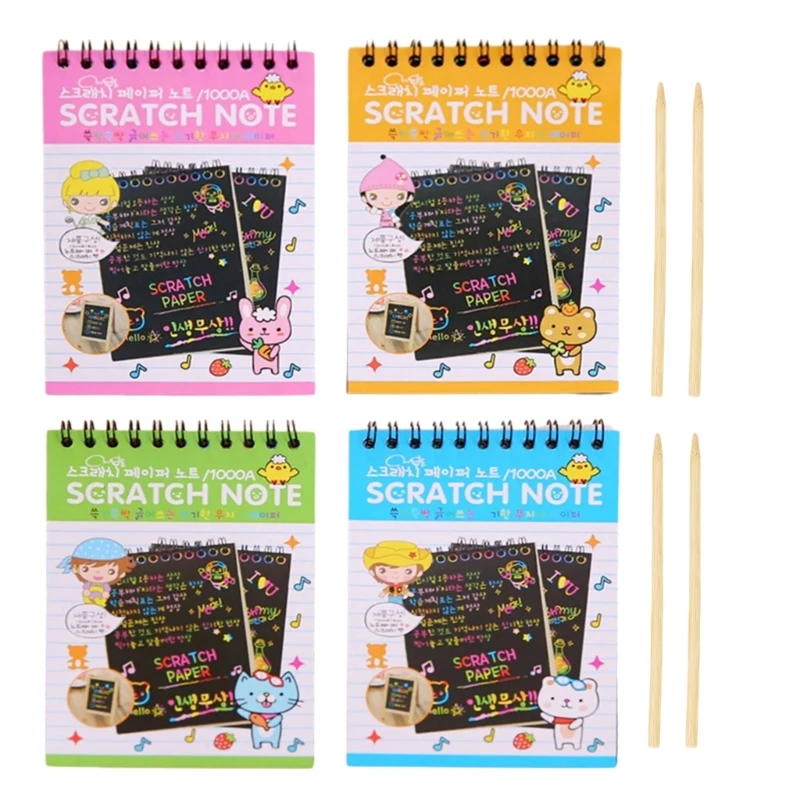 4 Pcs Scratch Paper Scratch Notes Scratch Arts Paper Black Scratch Offs Paper