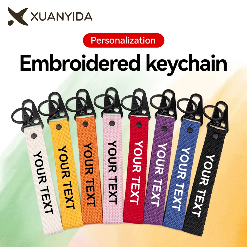 Xuanyida Custom Webbing Keychain Customize Key Chain Fashion Embroidery Motorcycle Keychains  Safety Personalized Labels