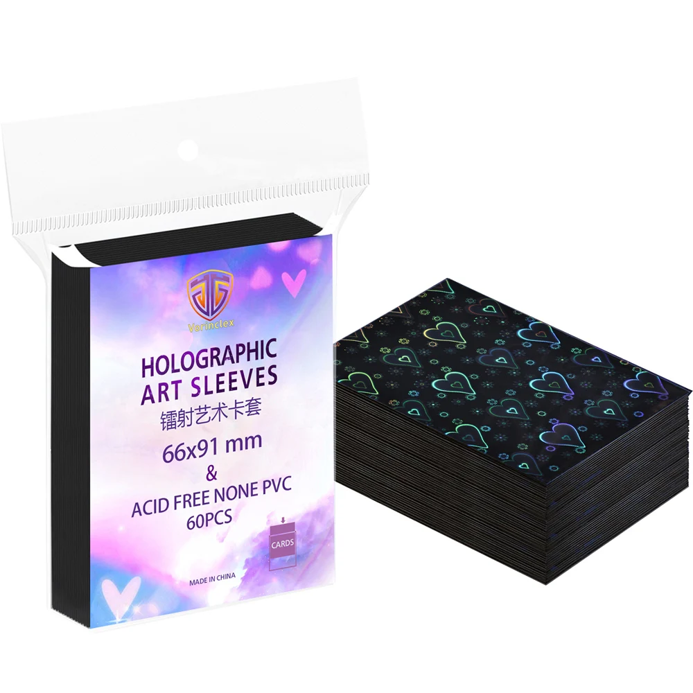 60PCS 66x91mm Holographic(Love Shaped/Star Shaped/Broken Glass) Card Sleeves Perfect Standard Size Sleeves for PKM/TCG