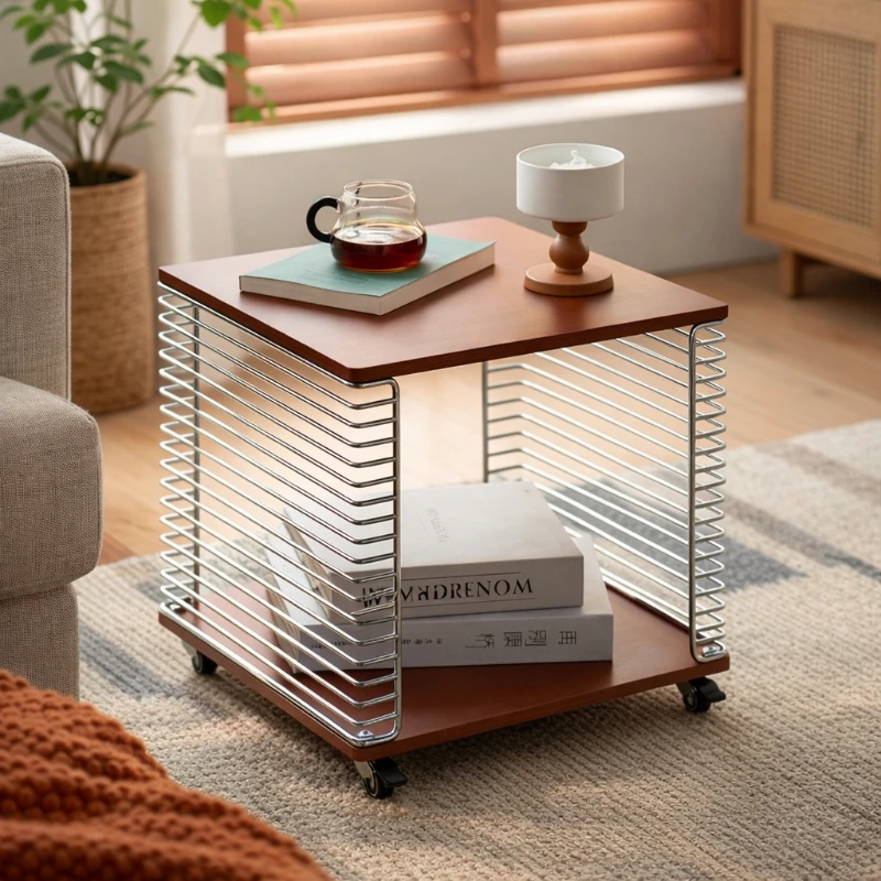 

Прикроватный столик из нержавеющей стали, передвижная тумба для хранения, современный прикроватный шкафчик в скандинавском стиле, органайзер для гостиной