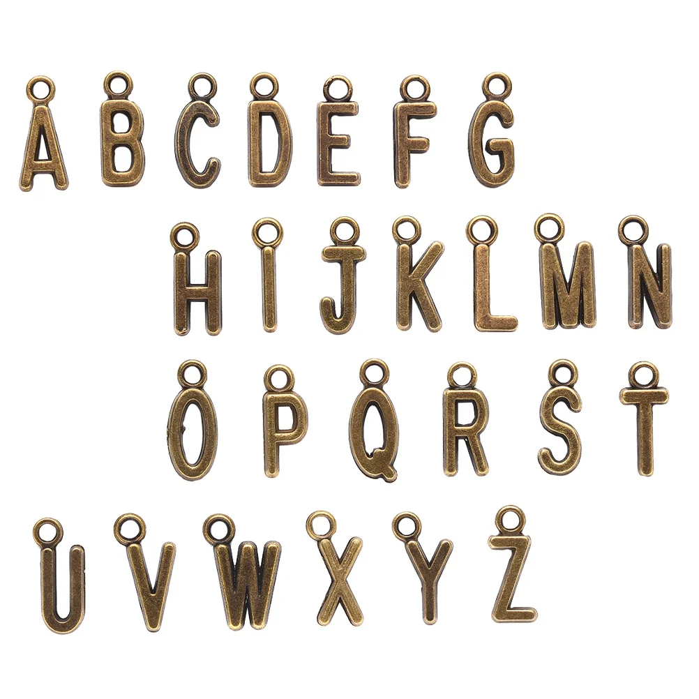 

26pcs Alloy Letter Pendant Charms for Jewelry Making DIY Accessories Retro English Shape Necklace Decor Mini Letters
