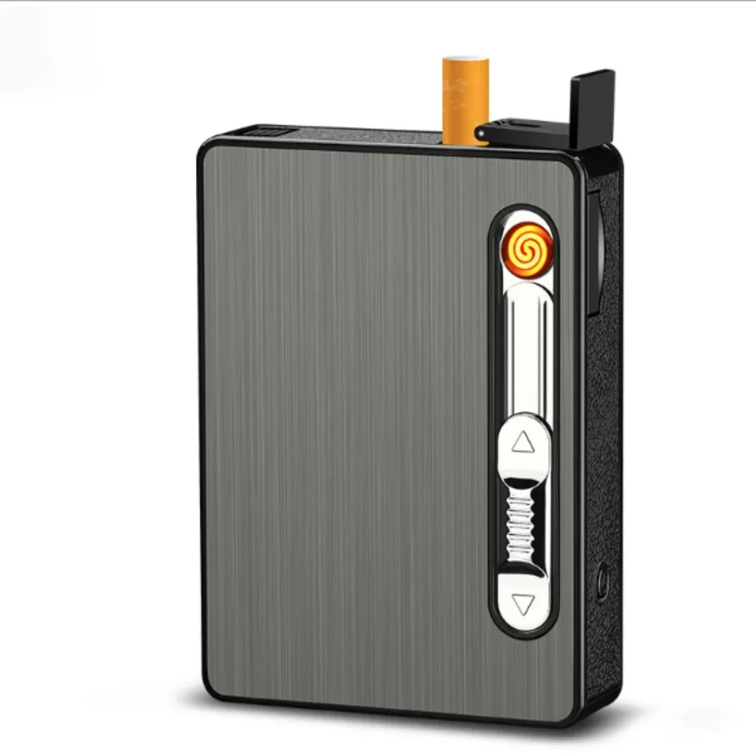 Portable Automatic Cigarette Case USb Rechargeable Electronic Lighter with LED Light Cigarette Case 10 Cigarettes Men\'s Gadgets