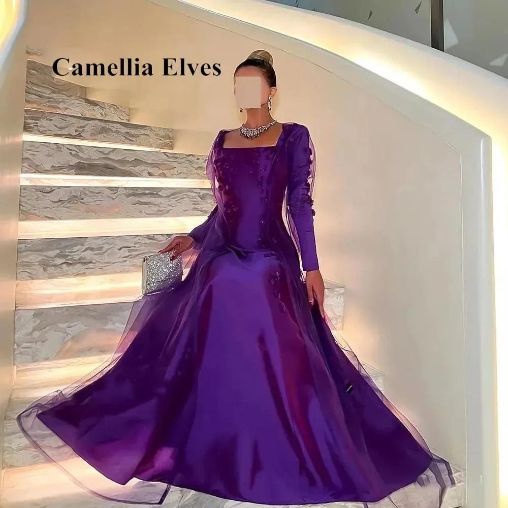 Vestido de noche de sirena de manga larga, exquisito, personalizado, encantador vestido de fiesta con apliques de flores, vestido de fiesta Sexy