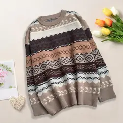 Vintage Sweaters Women Pullover Winter Striped Jumpers Korean Style Loose Pullover Knitwear Casual Loose Sweater Pull Femme