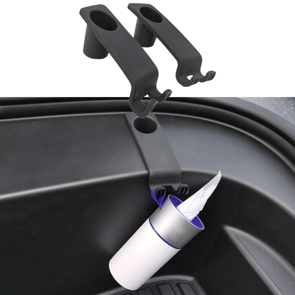 2Pcsรถด้านหน้าTrunk Hooksผู้ถือร้านขายของชําแขวนกระเป๋าFitสําหรับTeslaรุ่น 3 2021 2022