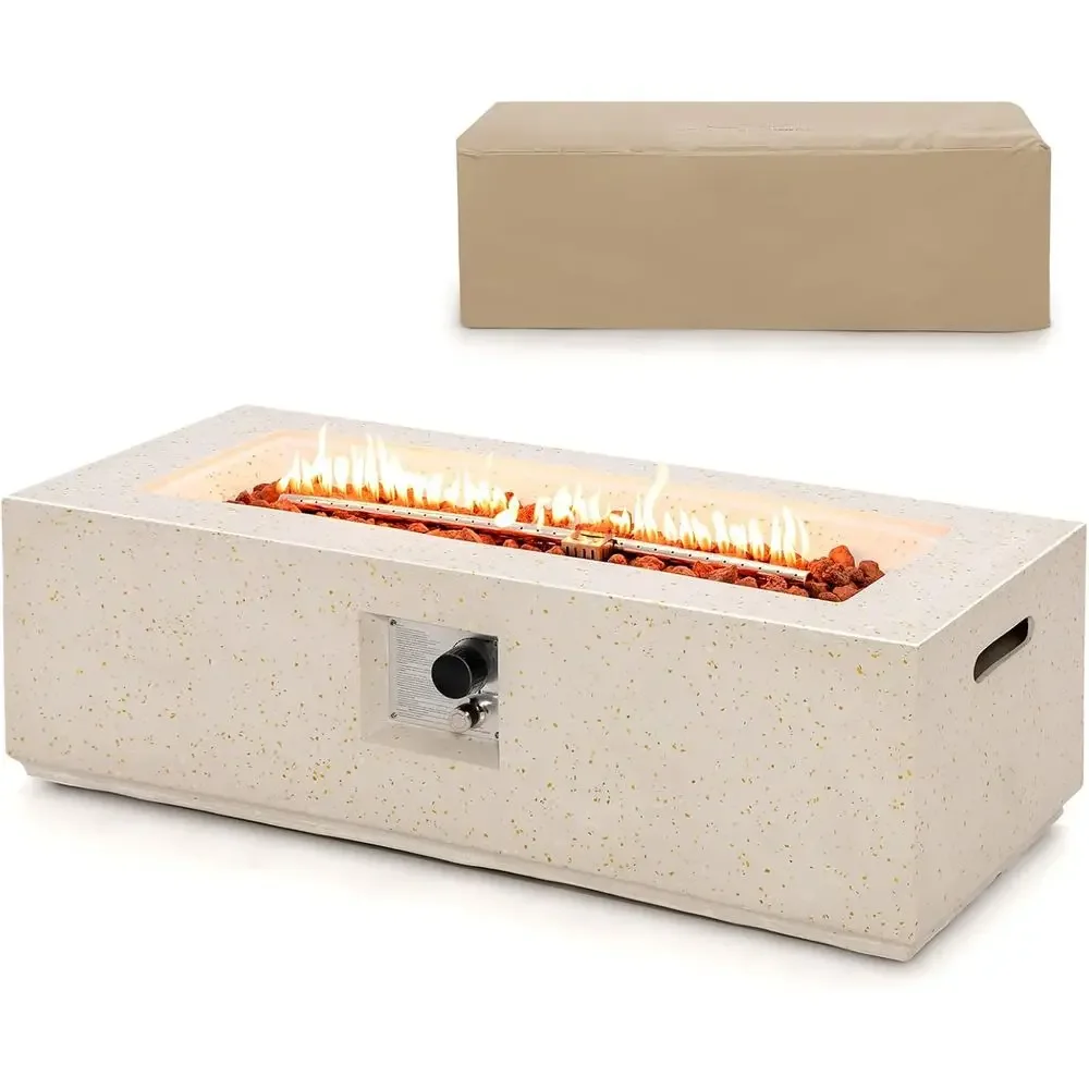 50,000 BTU Outdoor Propane Fire Pit Table with Ignition System, Stainless Steel Burner, CSA Certified, 42 for Patio, Garden