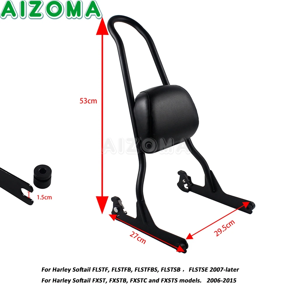 Oparcie pasażera motocyklowego typu Bobber Sissy Bar do Harley Fat Boy FLSTF FLSTFB FLSTFBS FLSTSB FLSTSE FXST FXSTB FXSTC FXSTS — zdjęcie 4