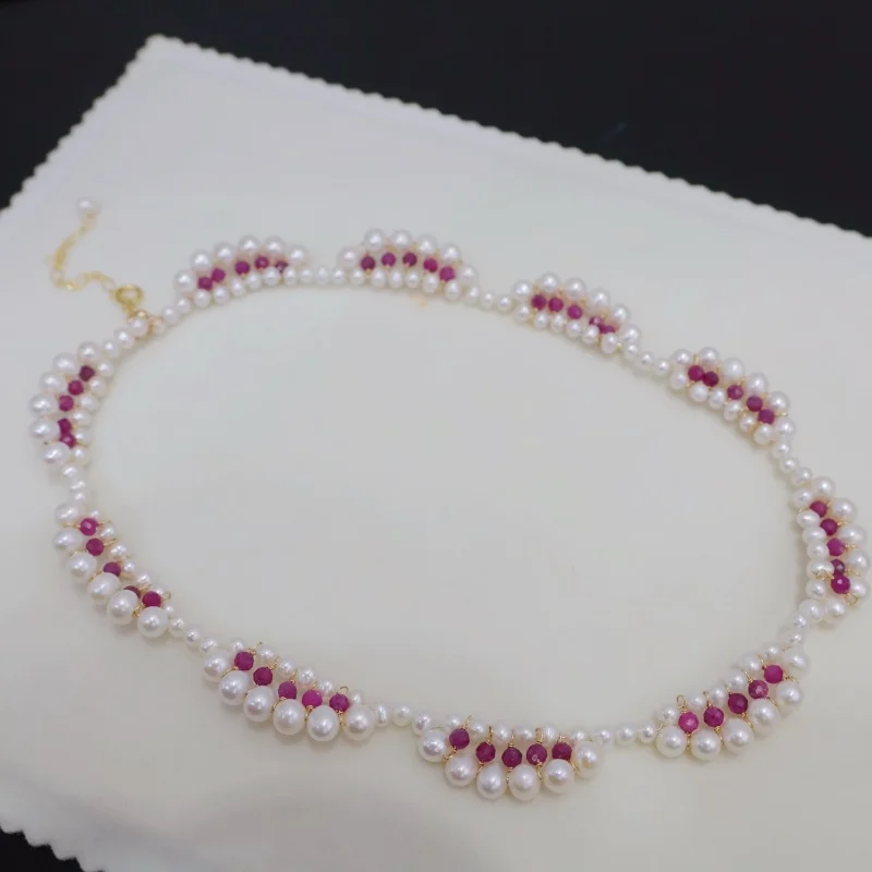 

SGARIT Fine Jewelry Best Seller Pearl Jewelry 14k Filled Gold Fresh Water Pearl Ruby Handmade Beaded Necklaces for Engagement