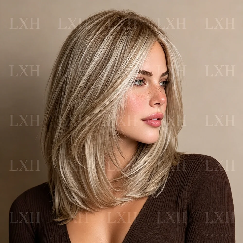 18inch Glueless Highlighted Blond Straight Hair Wig 150 Density 13x4 Lace Front with Baby Hair Pre-Plucked 100% Human Hair view 2
