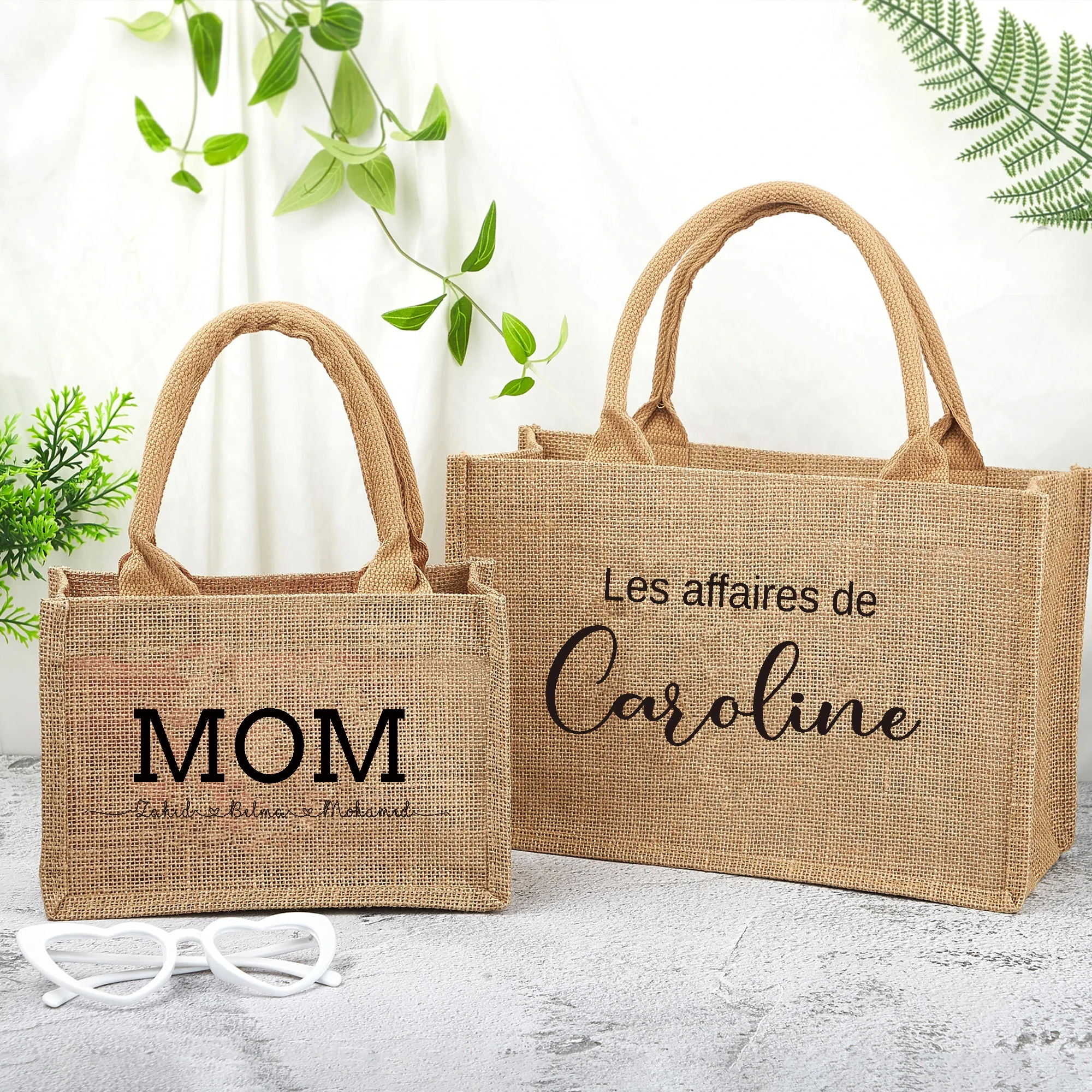 Personalized Burlap Bags, Custom Name Jute Bag, Bachelorette Party Favors, Monogram Beach Tote Bag, Wedding Bridesmaid Gifts Bag