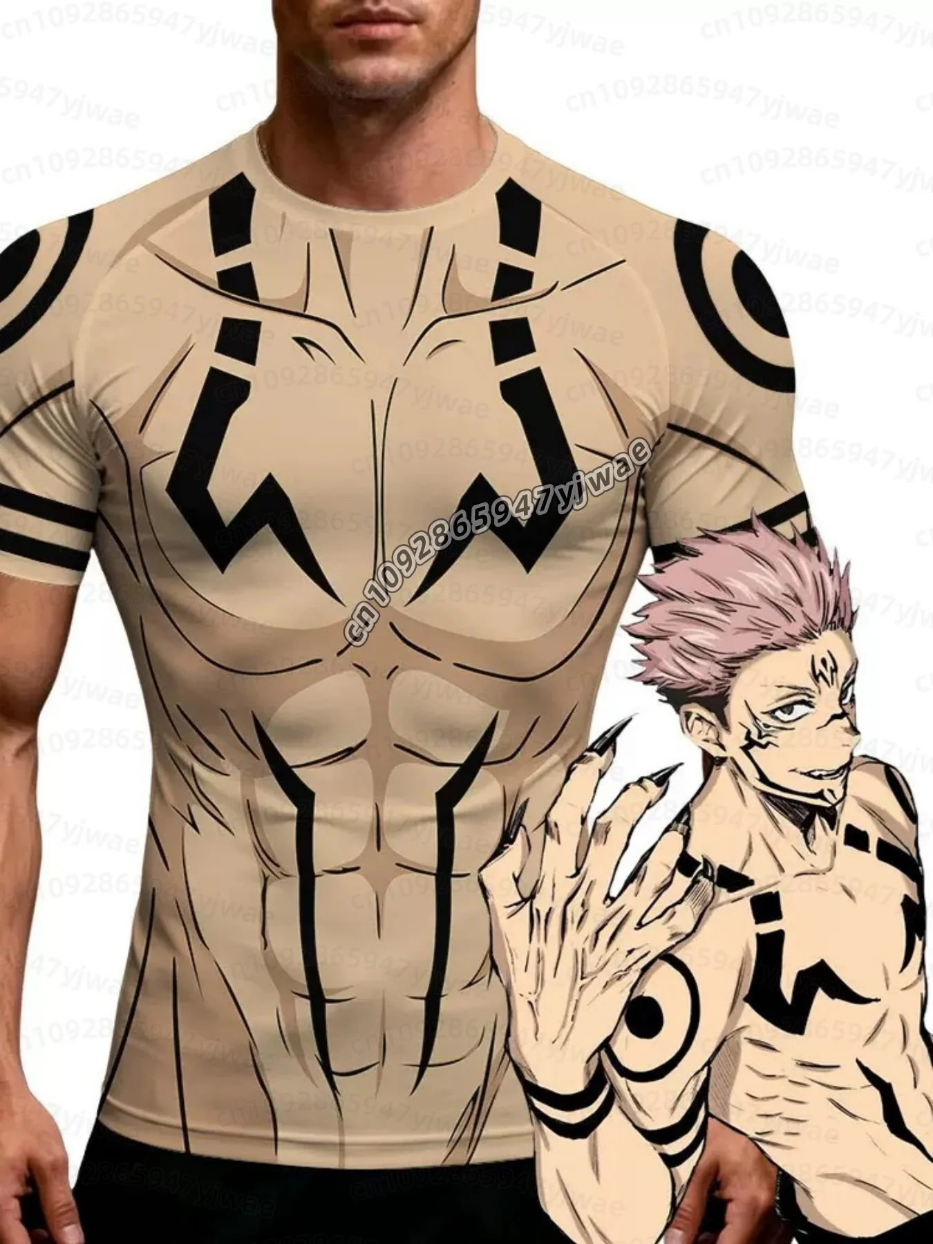 Camiseta Masculina e Feminina de Verão 26, Anime Jujutsu Kaisen Satoru Gojo, Gola Redonda, Tamanho Plus, Casual, para Academia, Roupa Masculina
