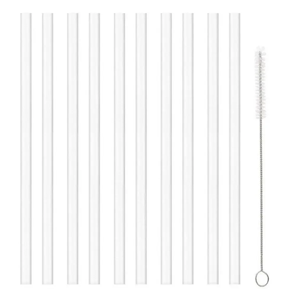 1Sets Durable Straight Plastic Straws Drinking with Brush Cup Straw Reusable 9mm Replacement Straw