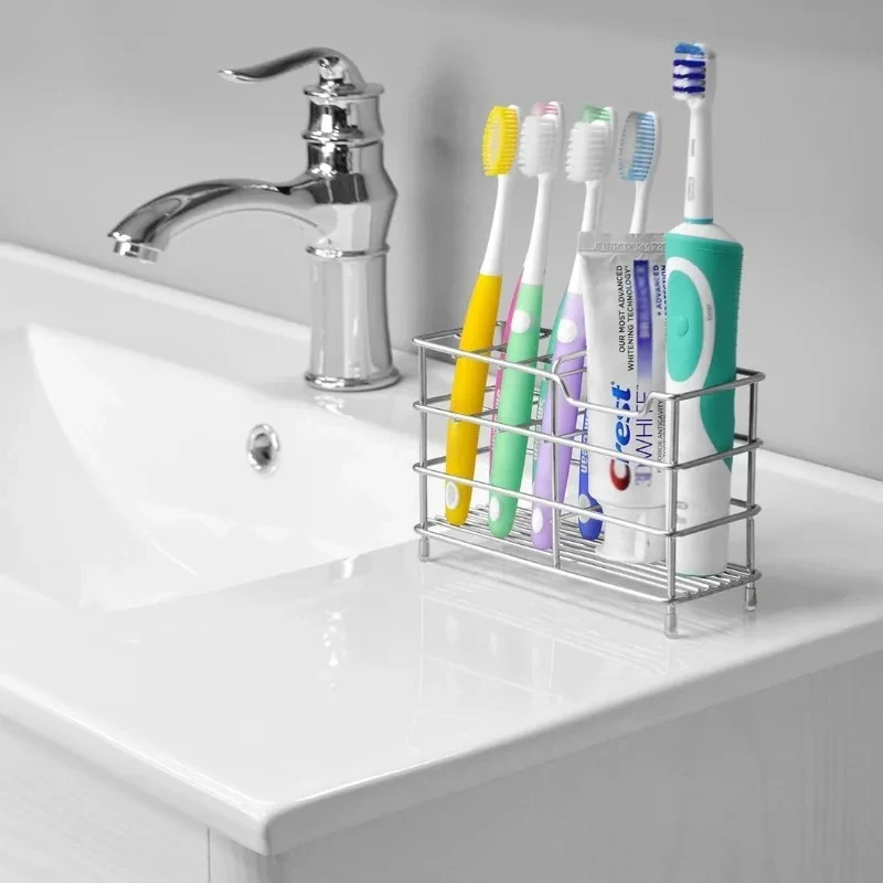 5-Slot Stainless Steel Toothbrush Holder - Space-Saving Freestanding Design, No Installation Required, Ideal for Bathrooms image 6