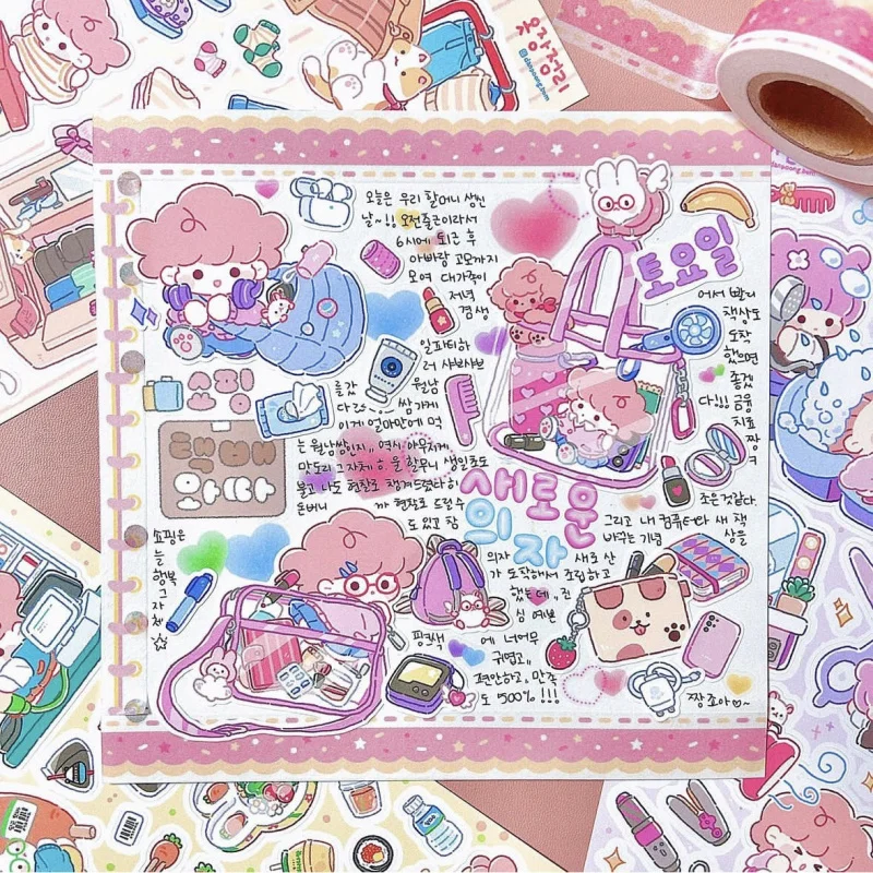 Korea Waterproof Cute Cartoon Girl Stickers Hand Account Diary Planner Notebook Scrapbook Stationery DIY Decorative Stickers