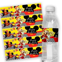 Etiquetas adhesivas con temática de Mickey Mouse para botella de agua, pegatinas personalizadas para fiesta de niños, Baby Shower, cumpleaños, boda, evento, favores, 6 unidades