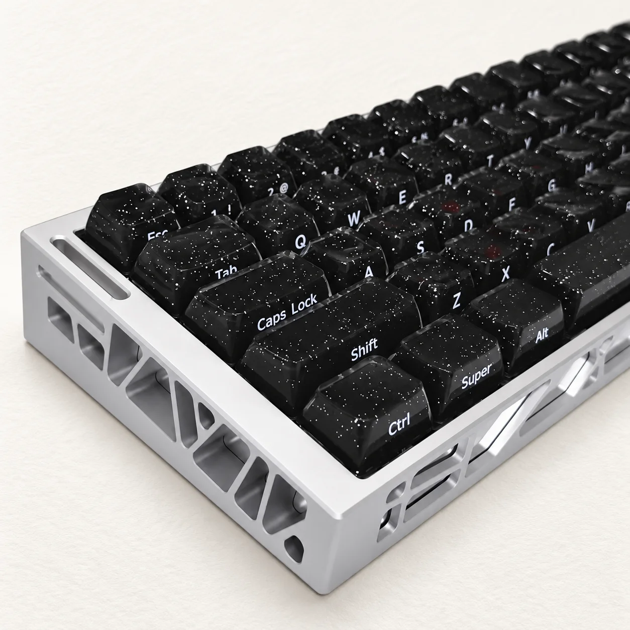 120Jelly Black Keycaps for the Above Keys, Crystal Starry Sky Keycaps, Glitter Side Engraving, ABS+PC+Glitter Powder