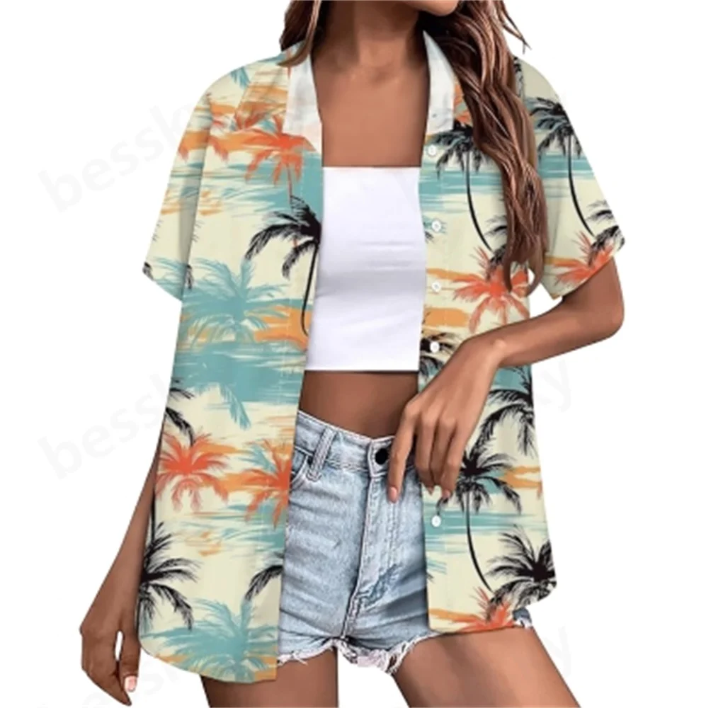 

Ladies' Short Sleeve Button Shirt without Pocket Lapel Blouse Fashionable And Stylish Ladies' Top