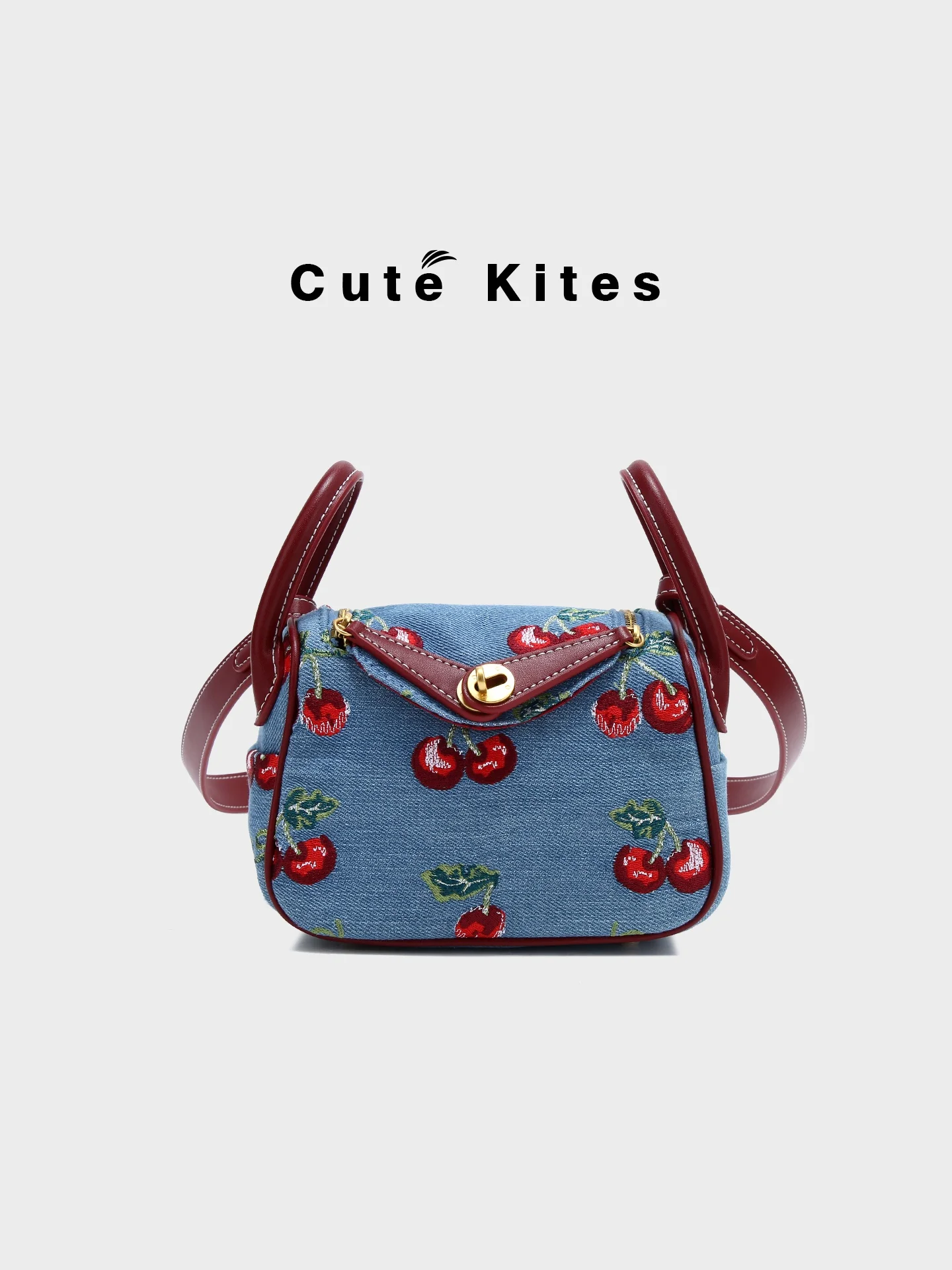 

Симпатичные воздушные змеи Faion Cherry с принтом, джинсовая сумка подмышки, женская новинка 2025 года, синяя сумка Boston, сумка на одно плечо, повседневная сумка