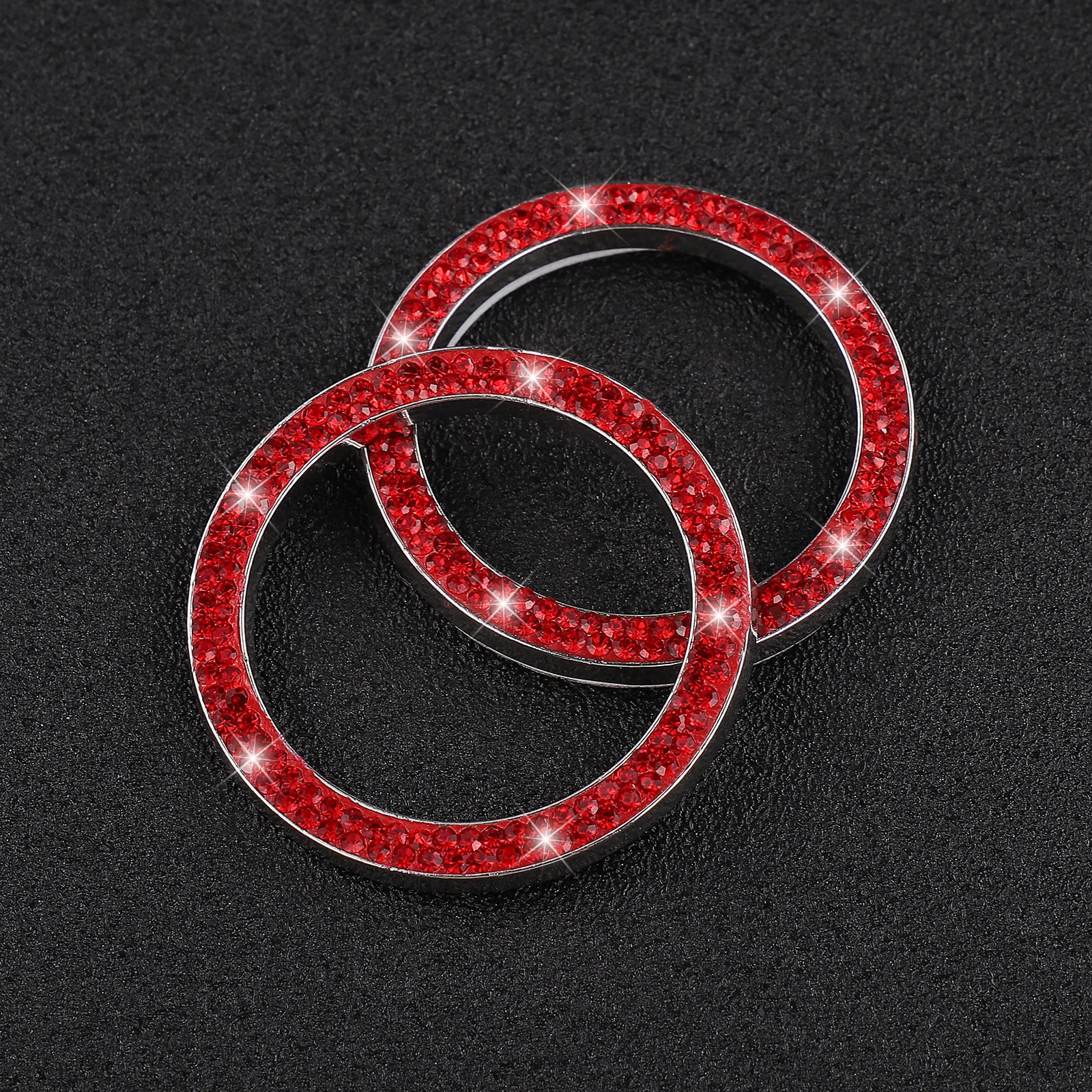 

2Pcs Car Ignition Button Ring Rhinestone Crystal Bling Sticker Engine Start Stop Ring Decoration Car Accessories