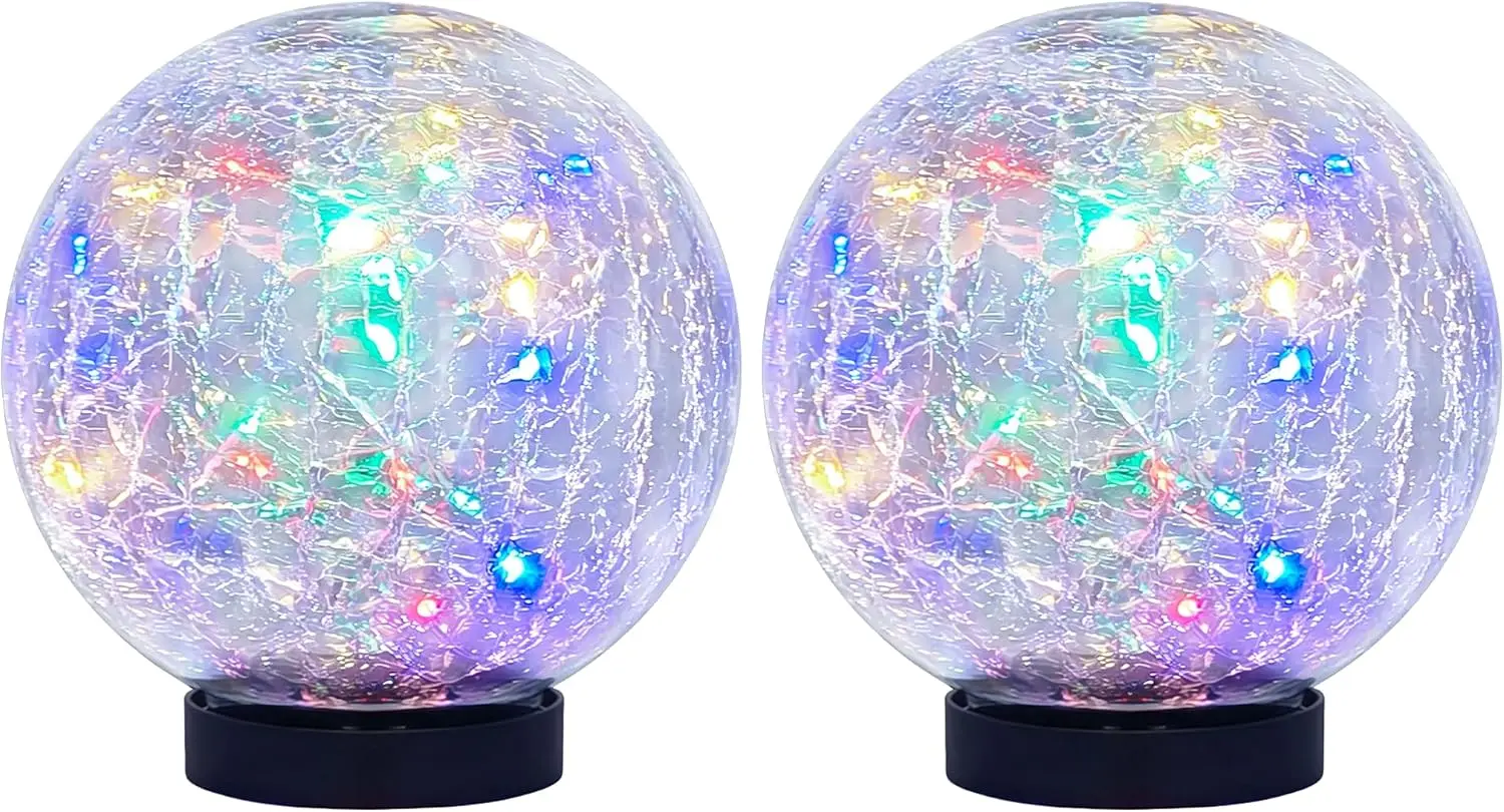 Garden Stake Lights Heavy Metal 10cm Crackle Ball Waterproof All Weather Cool White