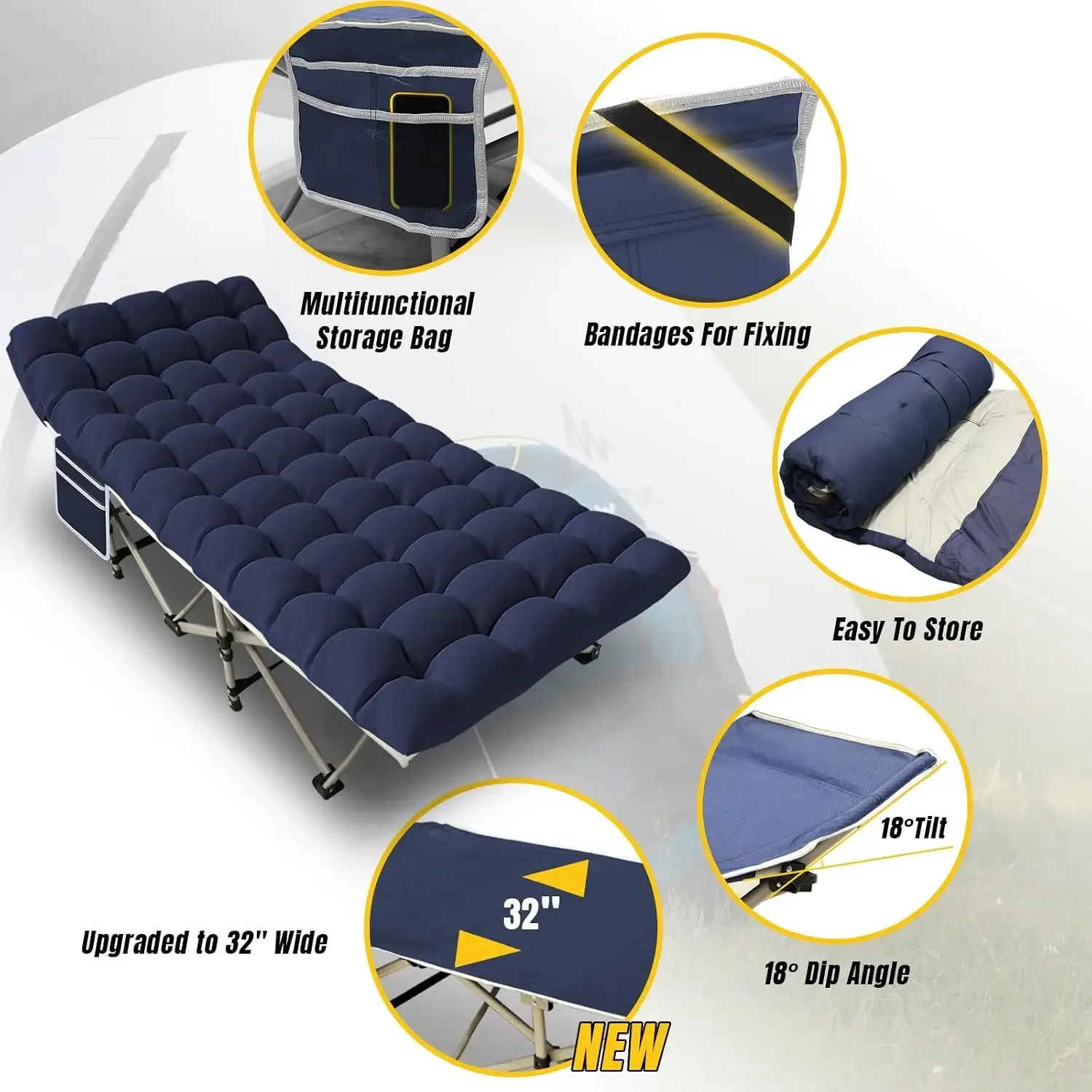 Folding Camping Cot with Mattress, Upgraded 32