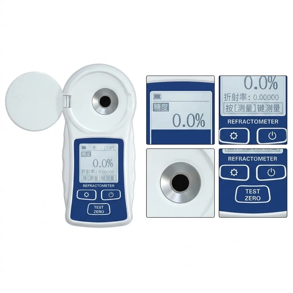 Compact Digital Refractometer with 0 to 55% Range Suitable for Field Testing in Orchards Vineyards and Kitchens