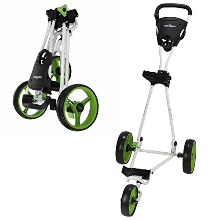 

Golf Continental 3 Wheel Folding Golf Push/Pull Cart White/Green