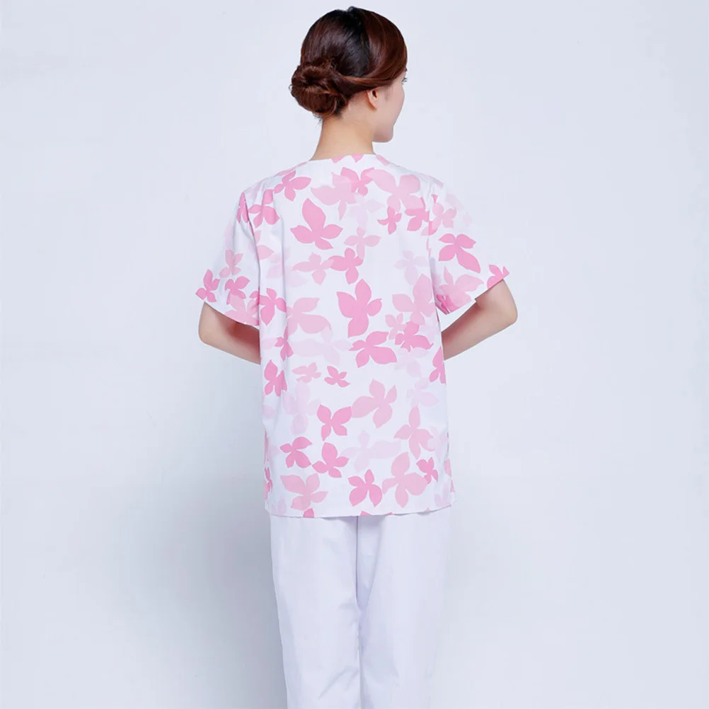 

Two Pieces Short Sleeve Work Clothes Cotton Nursing Uniform Hospital Apparel Beauty Salon Lab Coat Lightweight Breathable