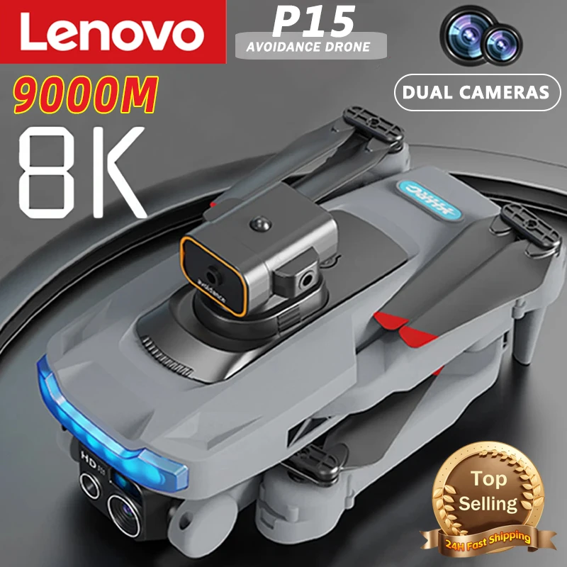 Lenovo-Drone professionnel P15, 8K, GPS, caméra pour touristes, évitement d'obstacles, flux optique, positionnement, sans balais, RC amélioré, 9000m, nouveau