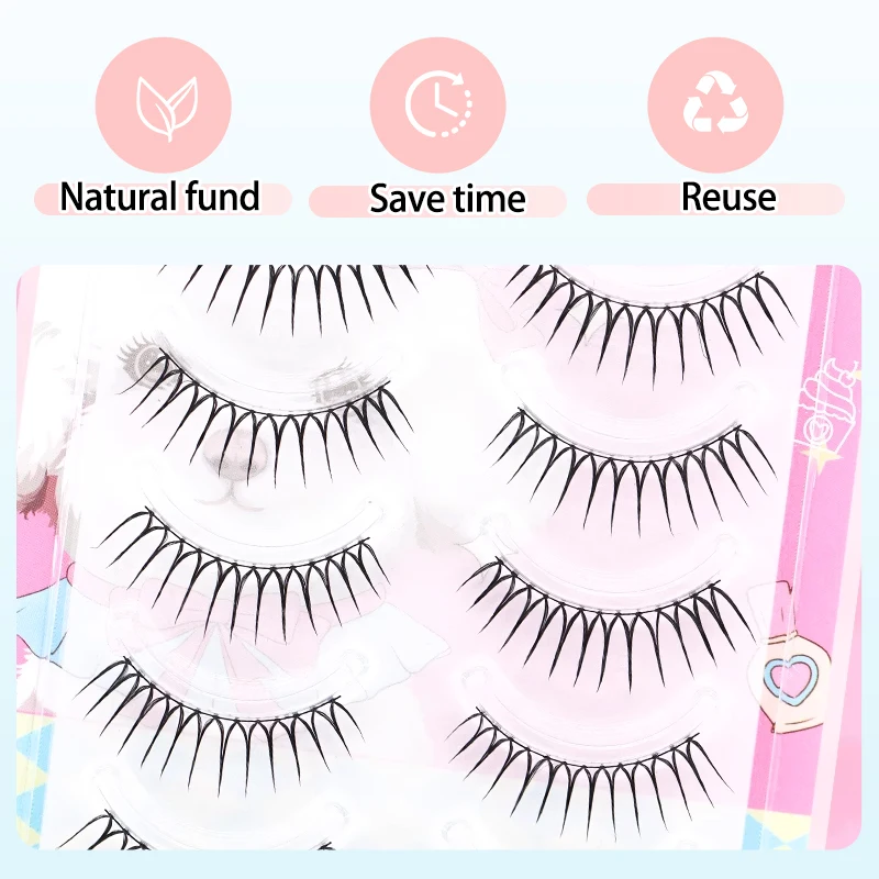 인조 속눈썹 5 쌍 한국 V 자형 걸그룹 속눈썹 0.14mm 소프트 내추럴 클리어 속눈썹 밍크