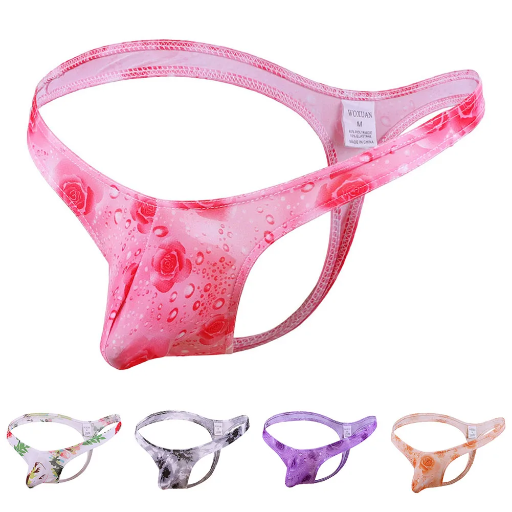 

Mens Sexy Underwear Print Thong Low Waist Panties U Convex Underpants Gay Sissy Pouch G-string T-Back Erotic Breathable Lingerie