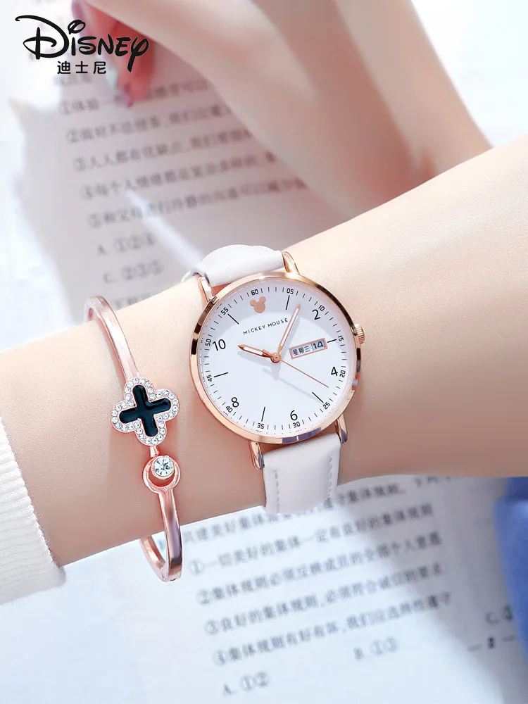 Disney Mickey Mouse Fashion Quartz Watch for Women Luminous Hands Date Week Feature Trendy Sky Stars Design Female Wristwatch