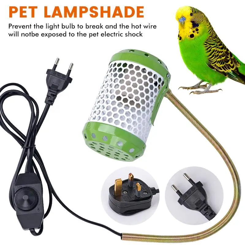 Jaula de preservación del calor para loros y mascotas, lámpara de calefacción temporable, preservación antiescaldado, luces cálidas de temperatura ajustable para reptiles