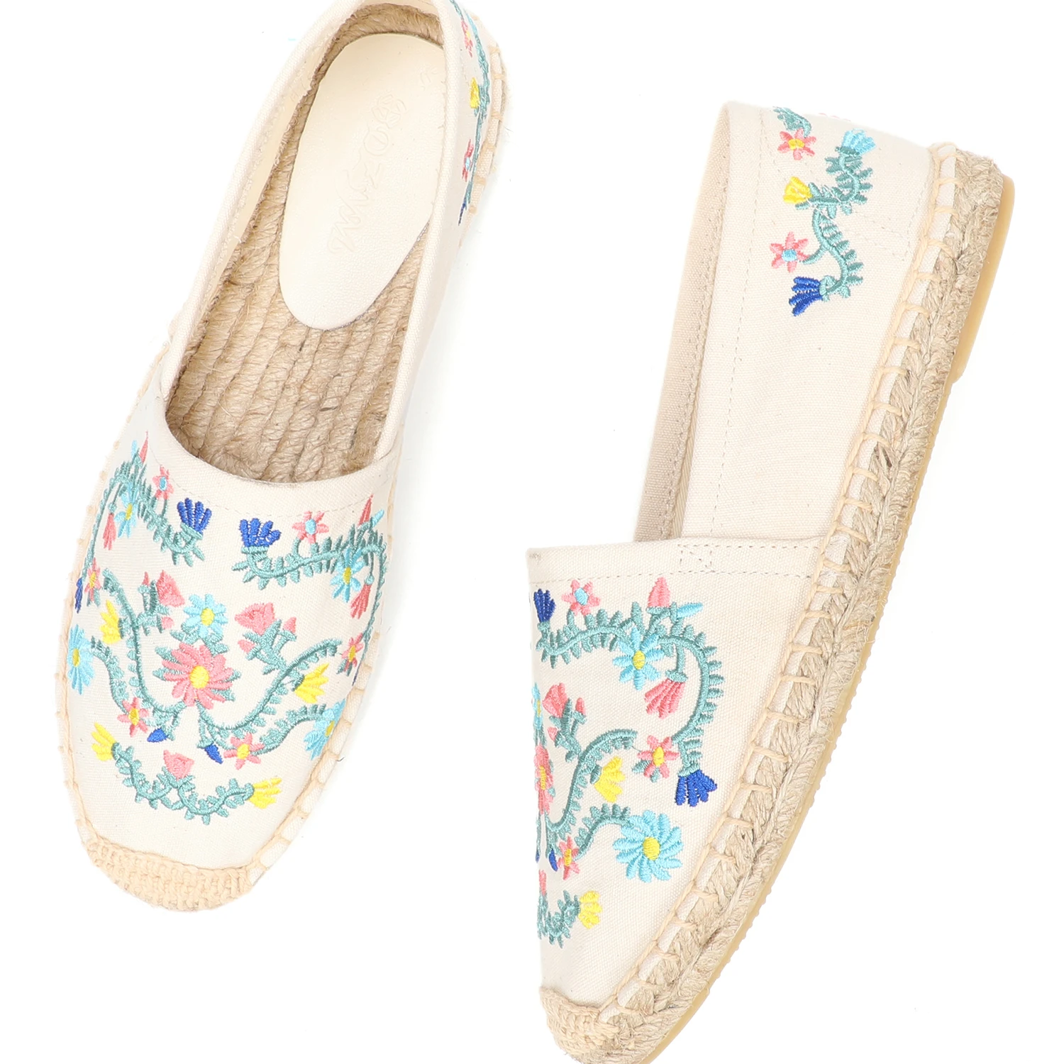 Women\'s Espadrilles Shoes Slip-on Flats with Non-Slip Rubber Sole Comfortable embroidered cloth shoes