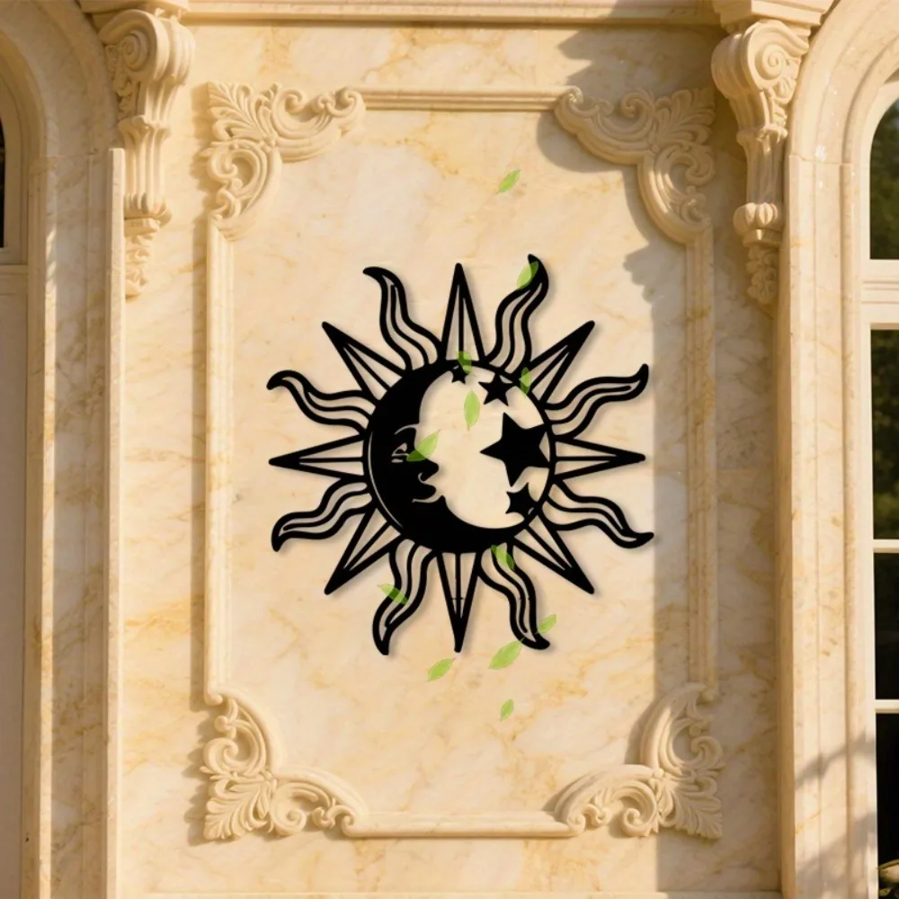 LumiArt Cosmic Sun Moon Aluminum Metal Wall Art Rustproof Weather Resistant 2D Flat Planet Decor Indoor Outdoor Astrology Wall H