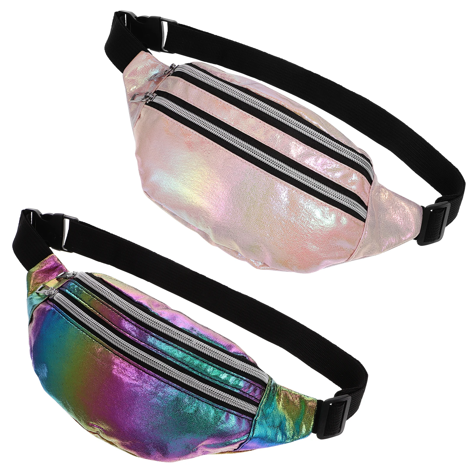 

2pcs Crossbody Chest Bags Shiny Ladies Waist Belts Portable Fanny Purses Lightweight Waterproof Travel Accessories Belt