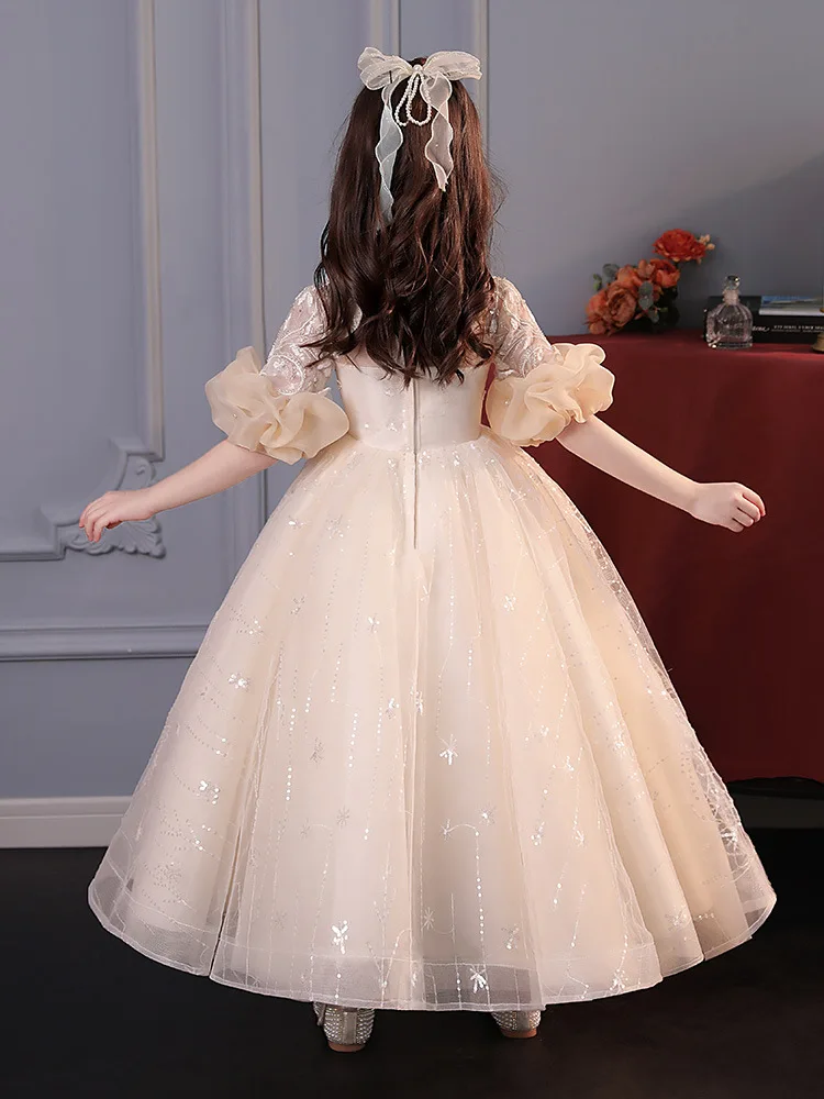 Fashion Prom Children Host Formal Dress Birthday Banquet Girls High End Princess Dress Runway Shows Luxury Slim Fit Gowns