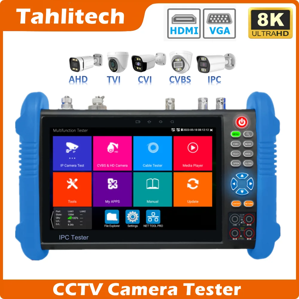 

8K 7" Dahua Hikvision Camera Tester Monitor IPC Tester HDMI VGA PoE Portable Monitor CFTV Camera Cable Testing Tool
