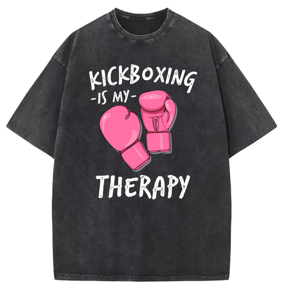 Kickboxing Is My Therapy Vintage Summer Fall Tshirts Men Long Sleeve Design Clothing New Coming Japan Style Sweatshirts