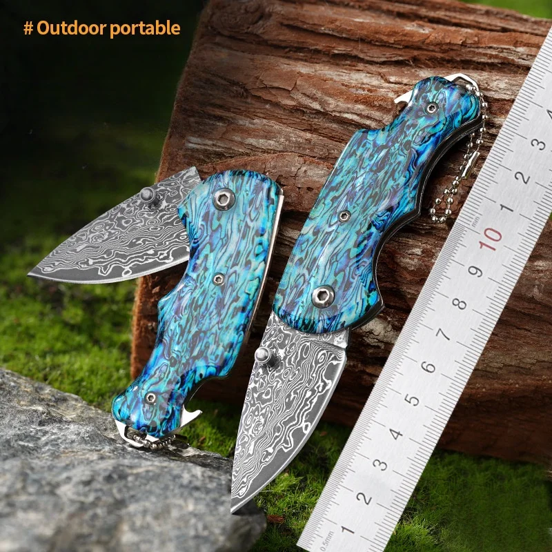 Mini Folding Knife Damascus Outdoor Folding Knife High Hardness Camping Express Knife