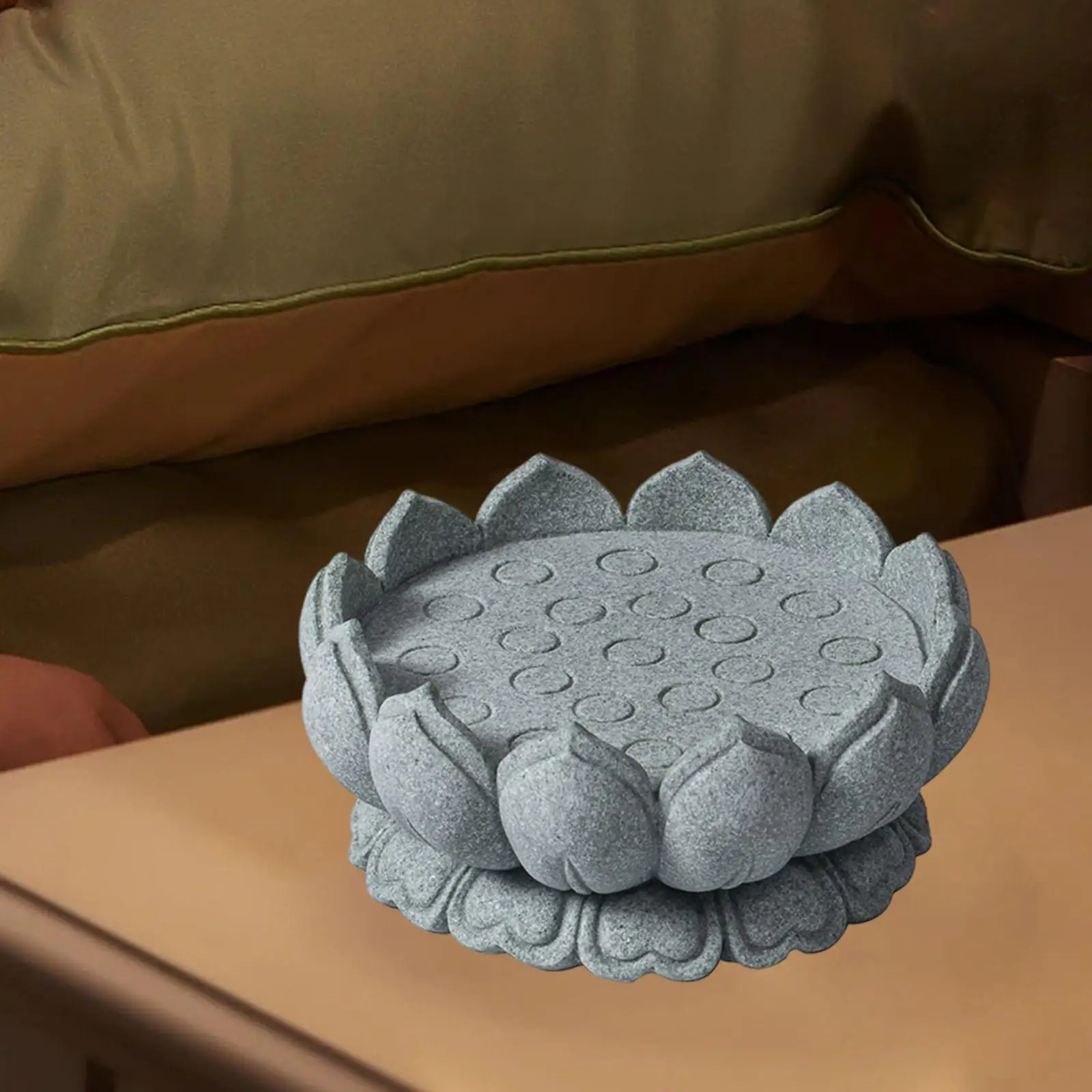 

Round Lotus Base Statue Landscape Lotus Sculpture for Bedroom Yard Tabletop