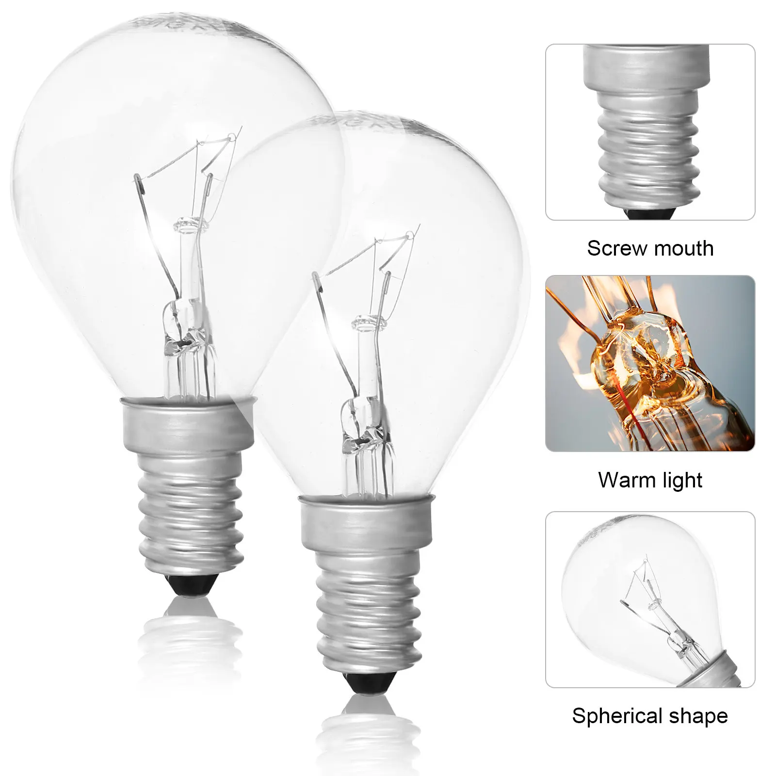 10Pcs E14 Incandescent Bulbs Vintage Spherical Shape Replacement Bulbs for Home Decoration Table Lamps Pendant Lights Sconces